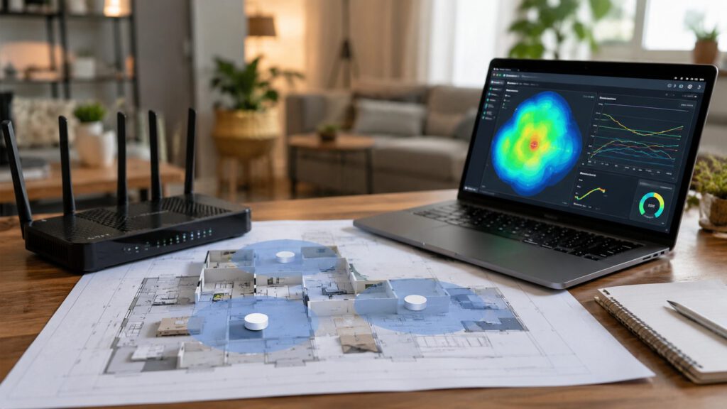 Analyse von WLAN-Problemen und Netzwerkabdeckung in einem Wohnhaus
